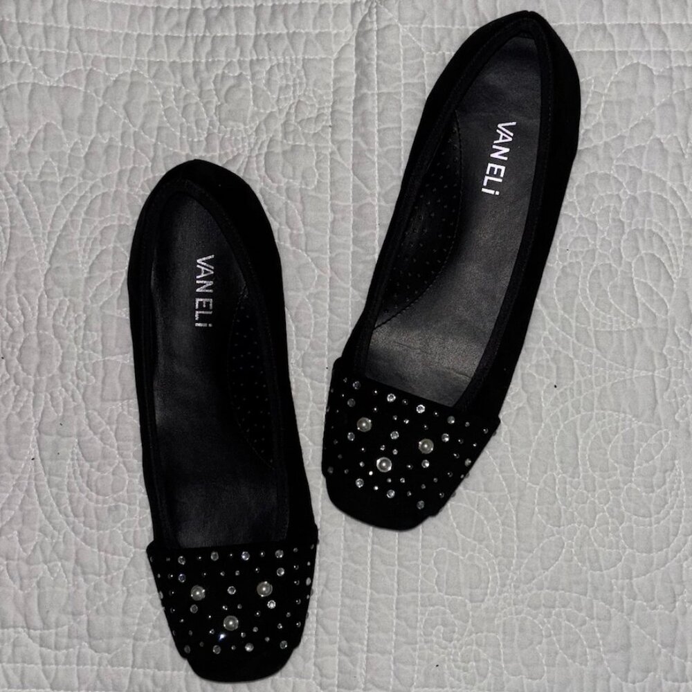VAN ELI Black Suede Flats size 8.5M